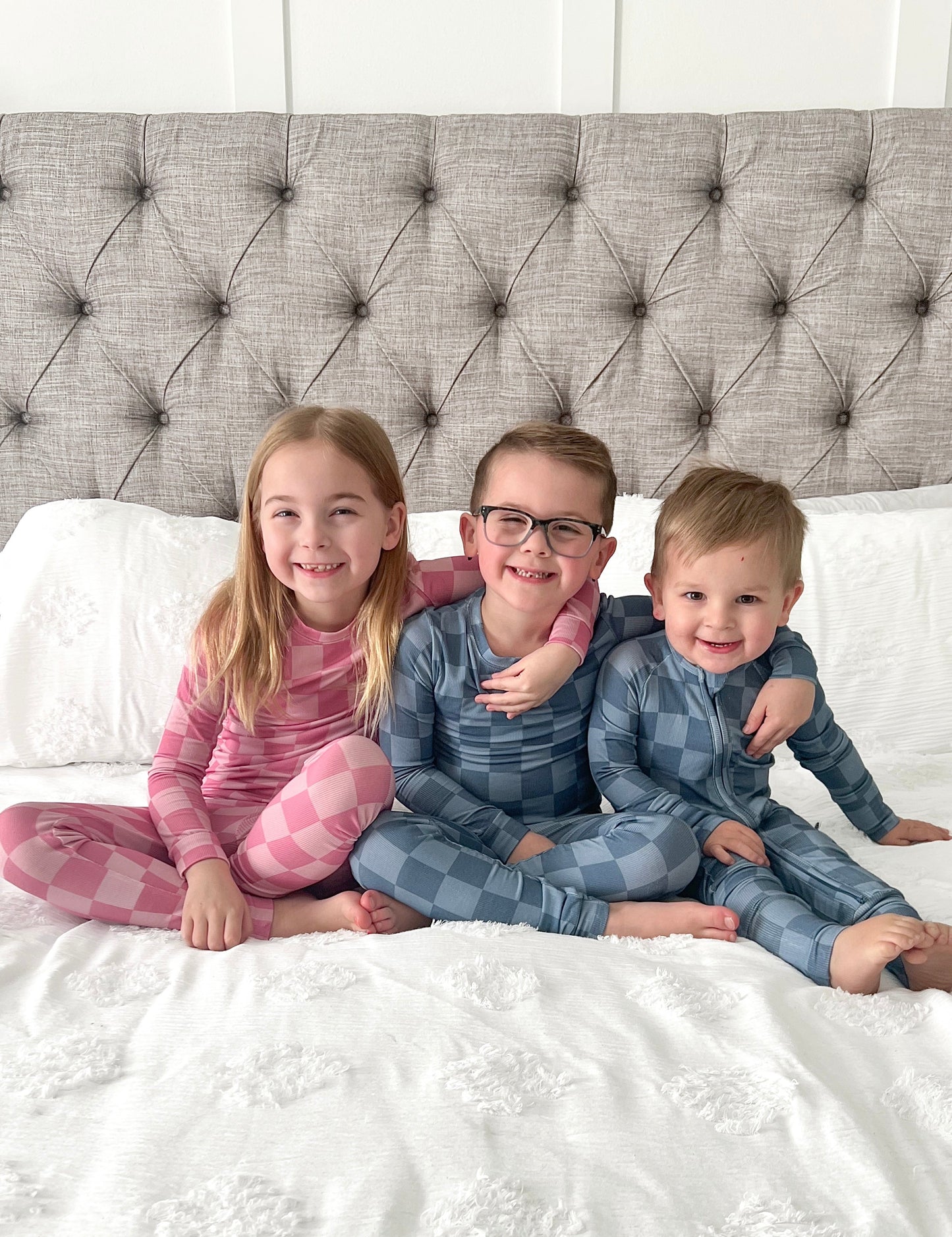 BLUE CHECK | ZIP ROMPER