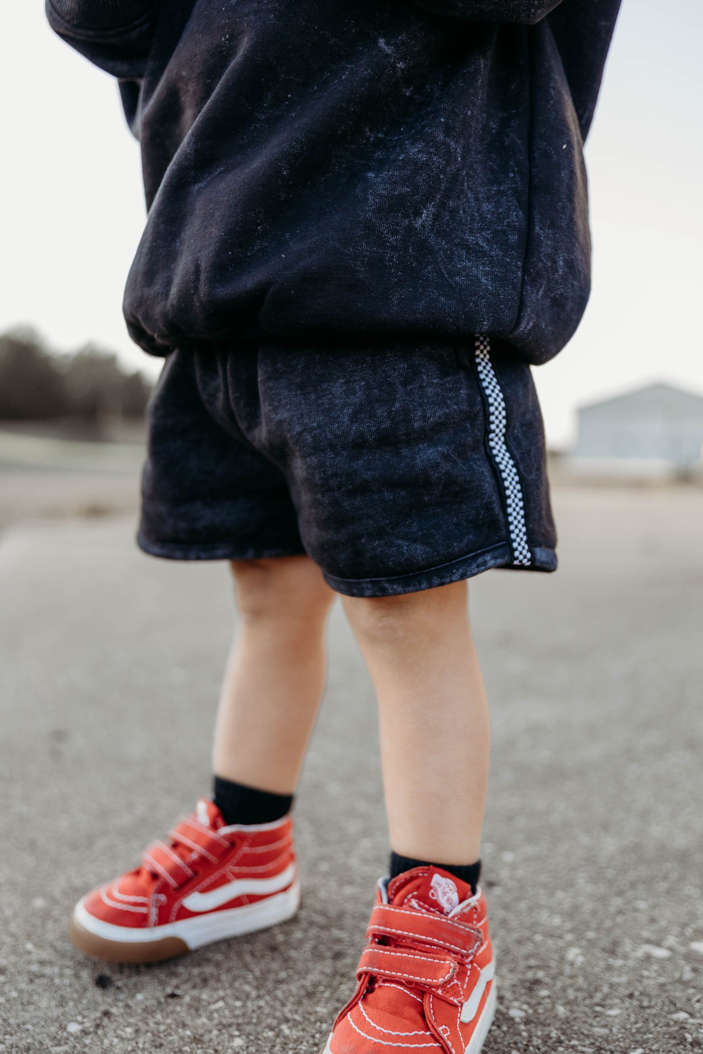 Black Acid Wash Shorts