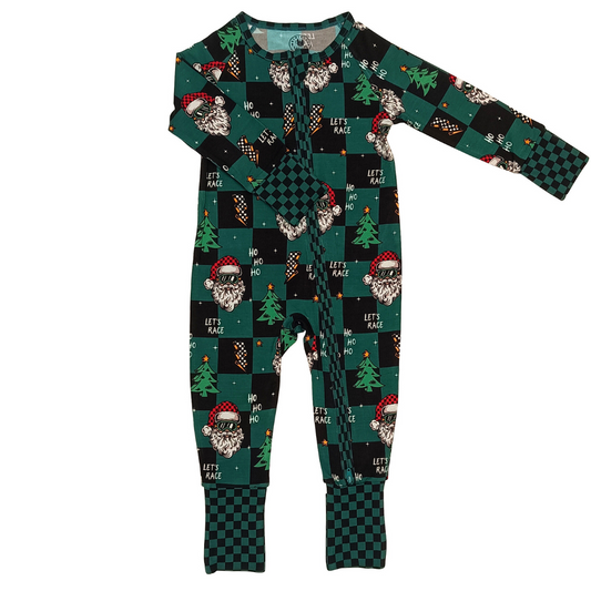 Let's Race Santa Zip Up Pajamas *PREORDER - SHIPPING OUT BETWEEN NOV 24 - DEC 6*