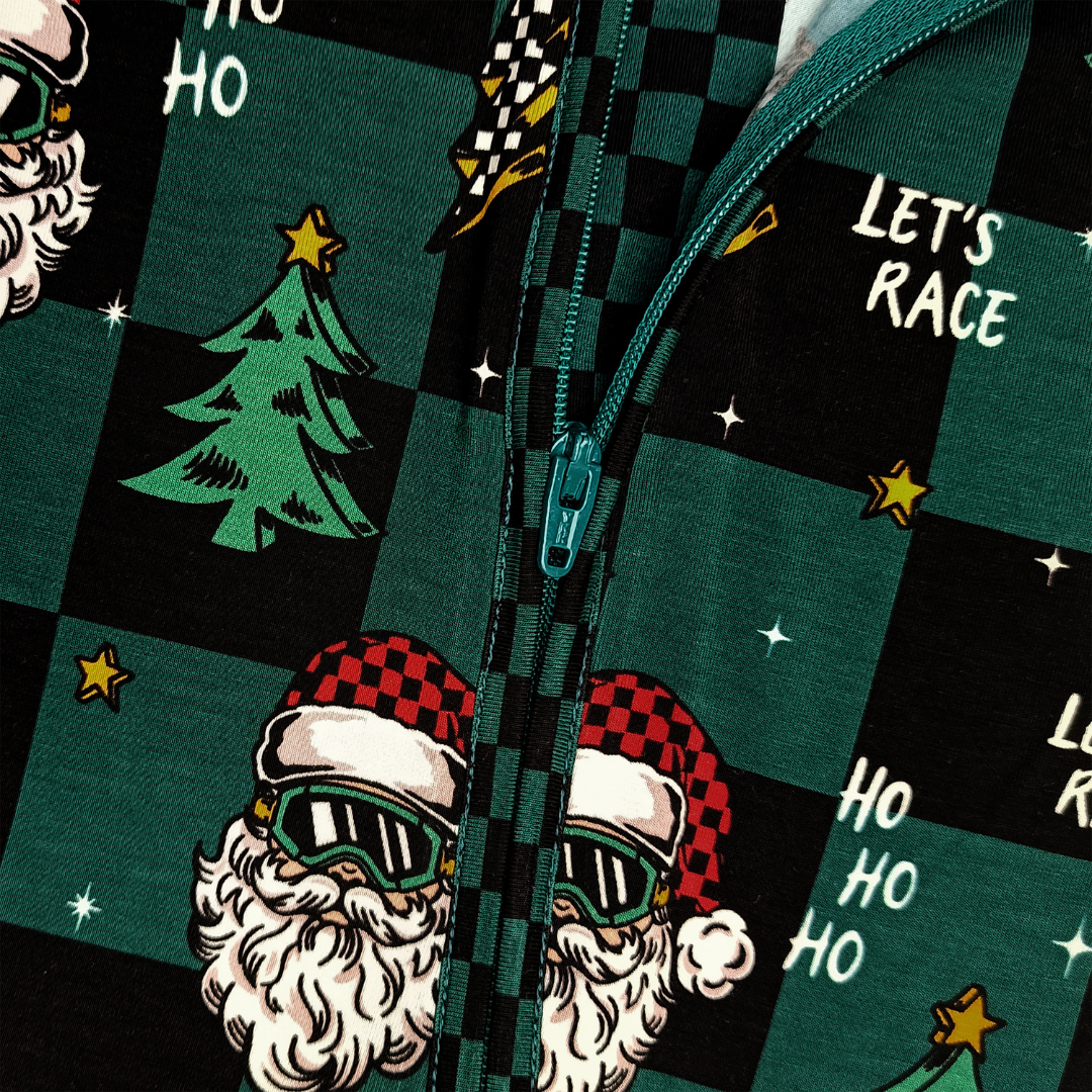 Let's Race Santa Zip Up Pajamas *PREORDER - SHIPPING OUT BETWEEN NOV 24 - DEC 6*