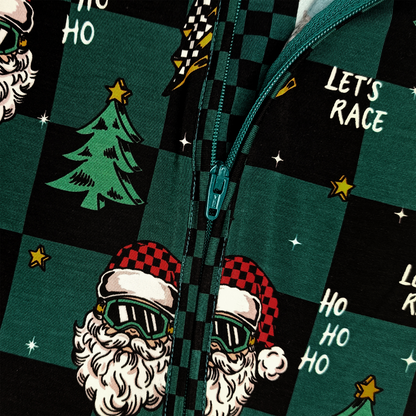 Let's Race Santa Zip Up Pajamas *PREORDER - SHIPPING OUT BETWEEN NOV 24 - DEC 6*