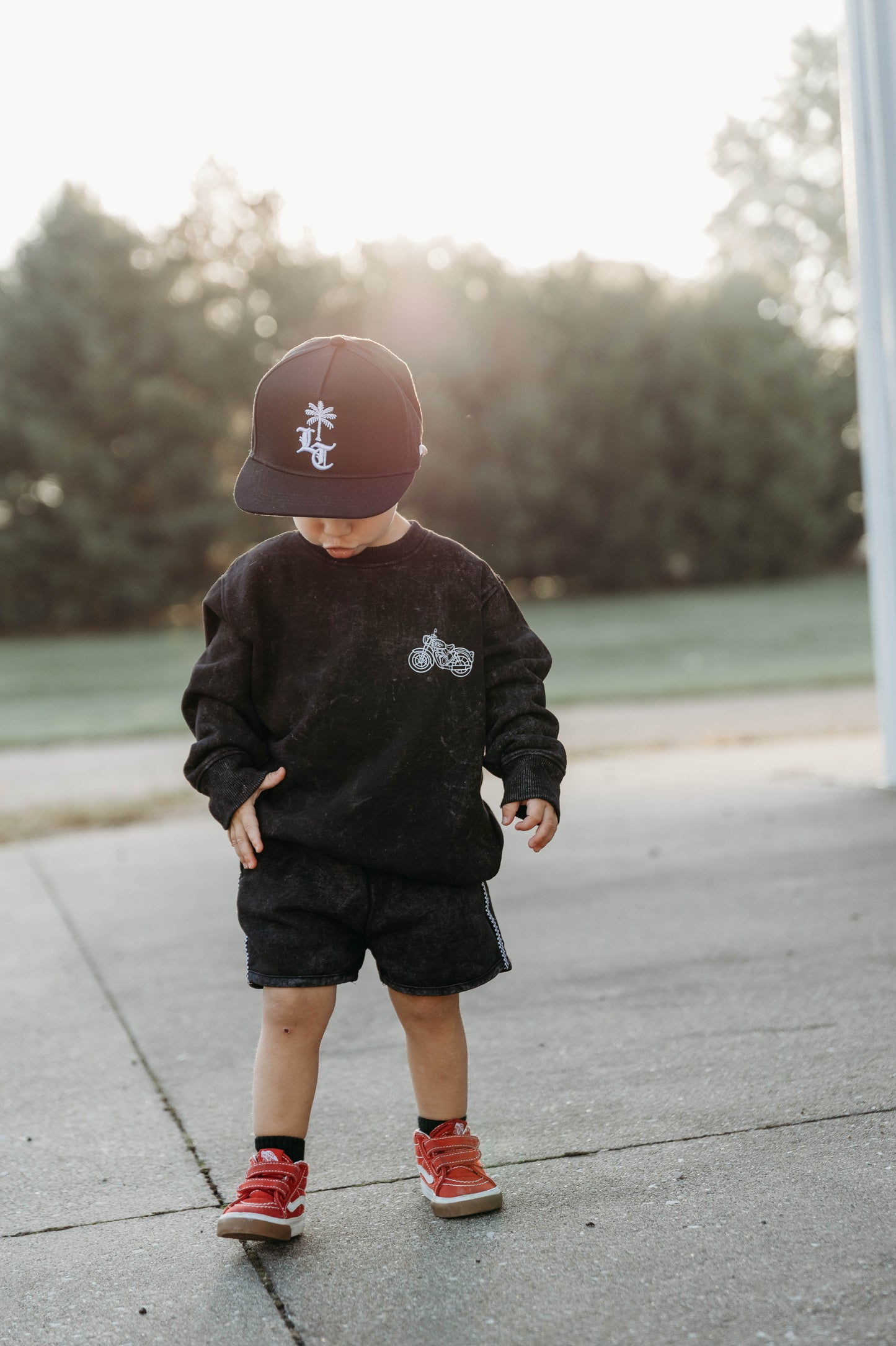 Moto Sweatshirt Acid Wash Black