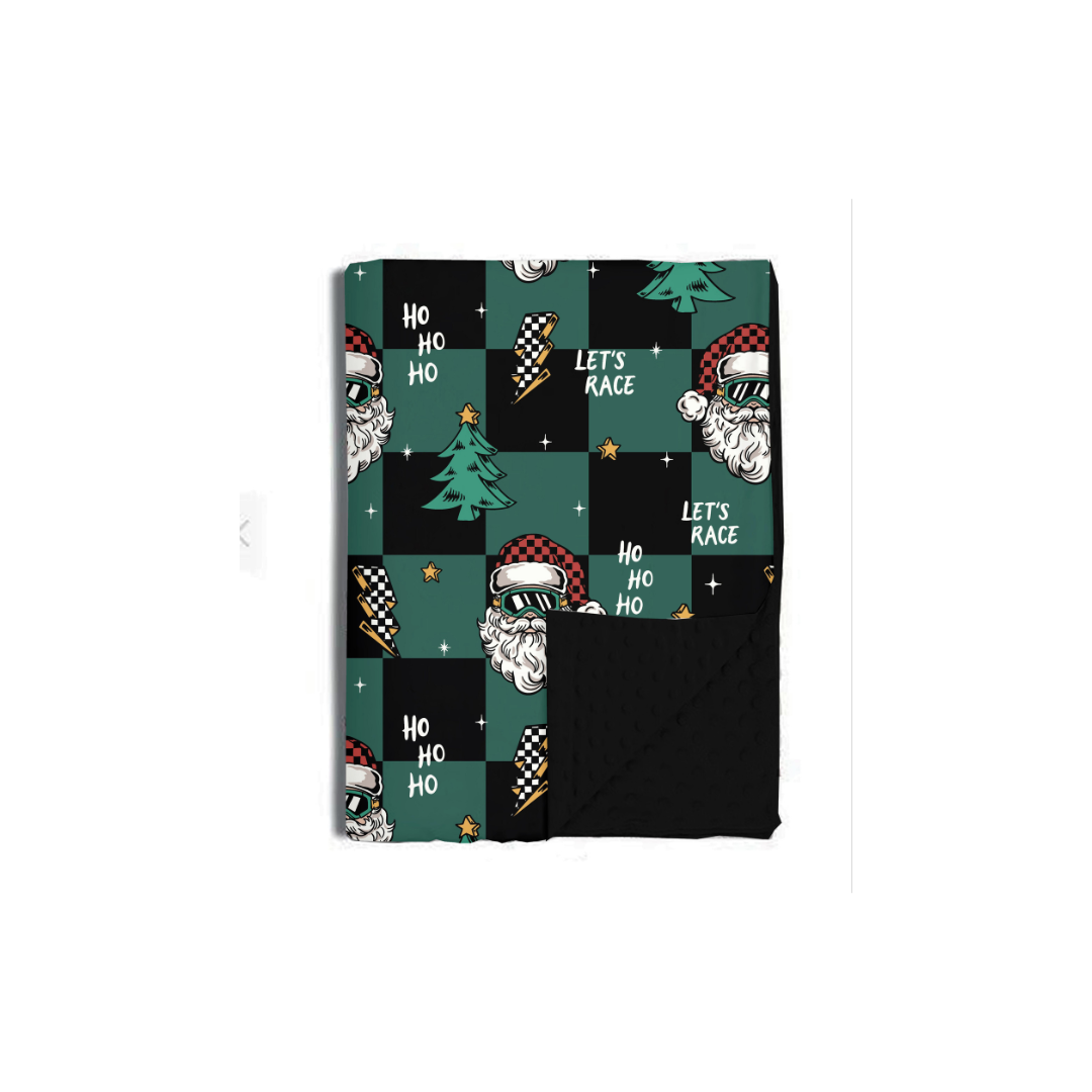 Let's Race Santa Blanket / Baby *PREORDER - SHIPPING OUT BETWEEN NOV 24 - DEC 6*