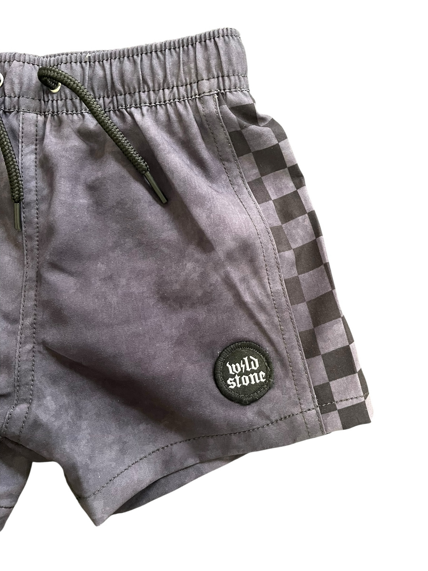 Acid Washed Checkered Board Shorts