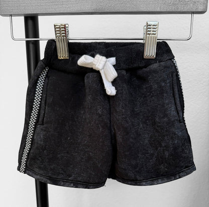 Black Acid Wash Shorts