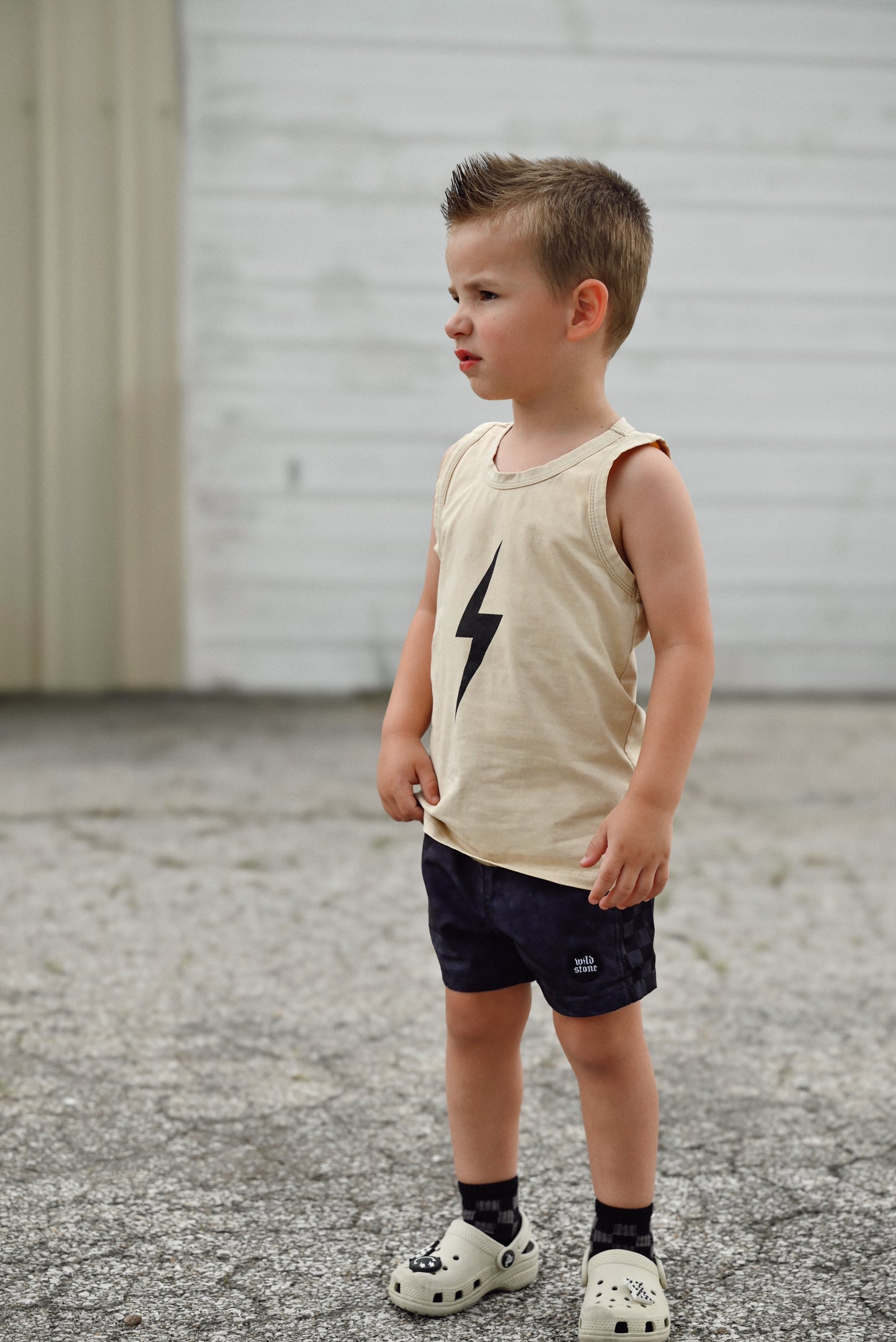 Acid Washed Checkered Board Shorts