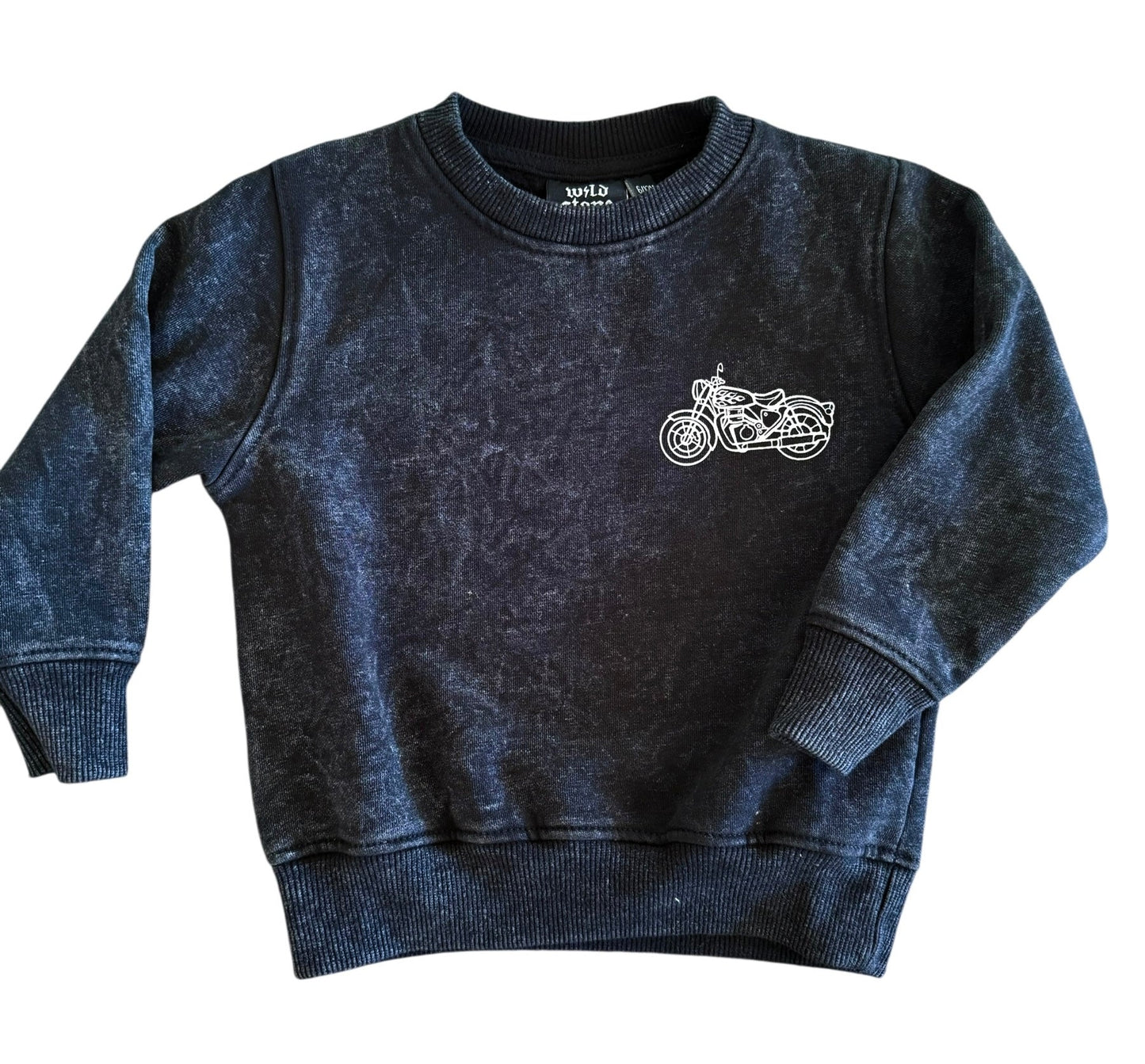 Moto Sweatshirt Acid Wash Black