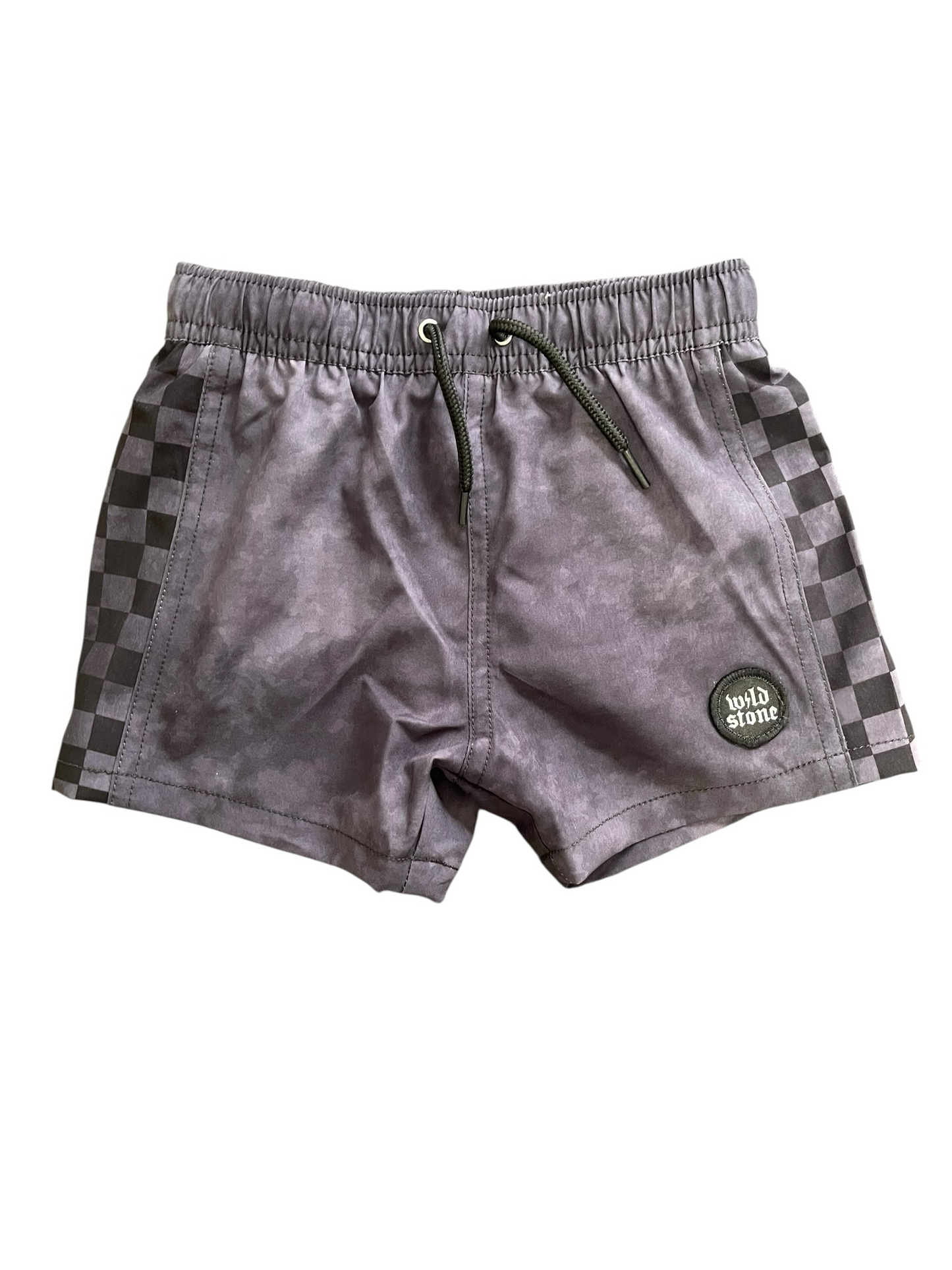 Acid Washed Checkered Board Shorts